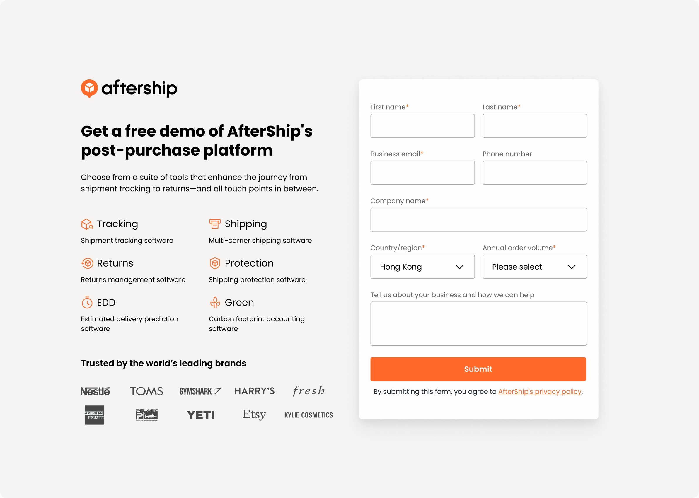 AfterShip product landing page redesign